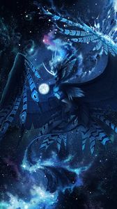 Preview wallpaper creature, mystical, fantastic, flight, blue, unicorn, bird