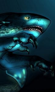 Preview wallpaper creature, shark, water, rider