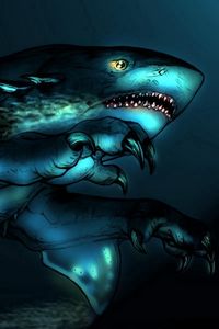 Preview wallpaper creature, shark, water, rider