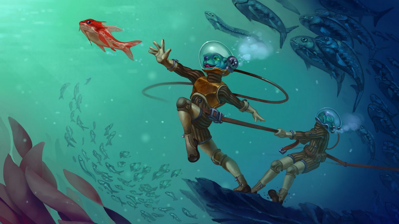 Wallpaper creature, underwater world, scuba, art