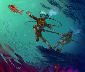 Preview wallpaper creature, underwater world, scuba, art