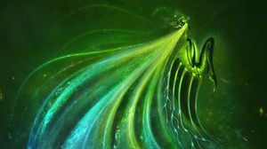 Preview wallpaper creature, wings, green, art