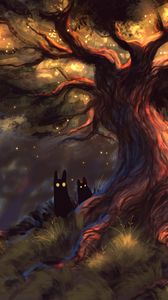 Preview wallpaper creatures, fabulous, forest, tree, dark, eyes