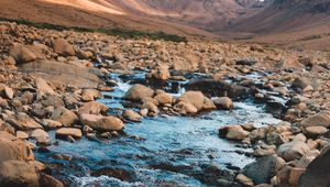 Preview wallpaper creek, stones, rocks, mountains, stream