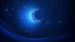 Preview wallpaper crescent moon, light, shiny, neon