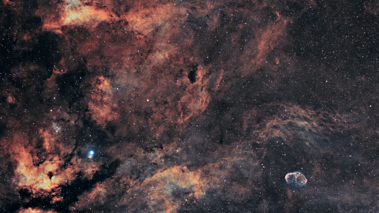 Wallpaper crescent nebula, nebula, stars, space