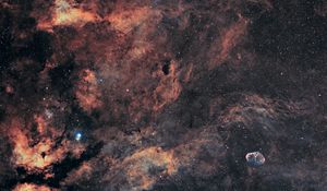 Preview wallpaper crescent nebula, nebula, stars, space