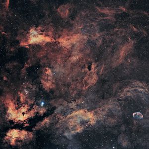 Preview wallpaper crescent nebula, nebula, stars, space