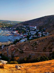 Preview wallpaper crimea, balaklava, river, boats, mountains