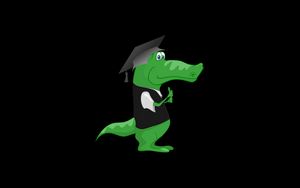 Preview wallpaper crocodile, hat, student, art, funny