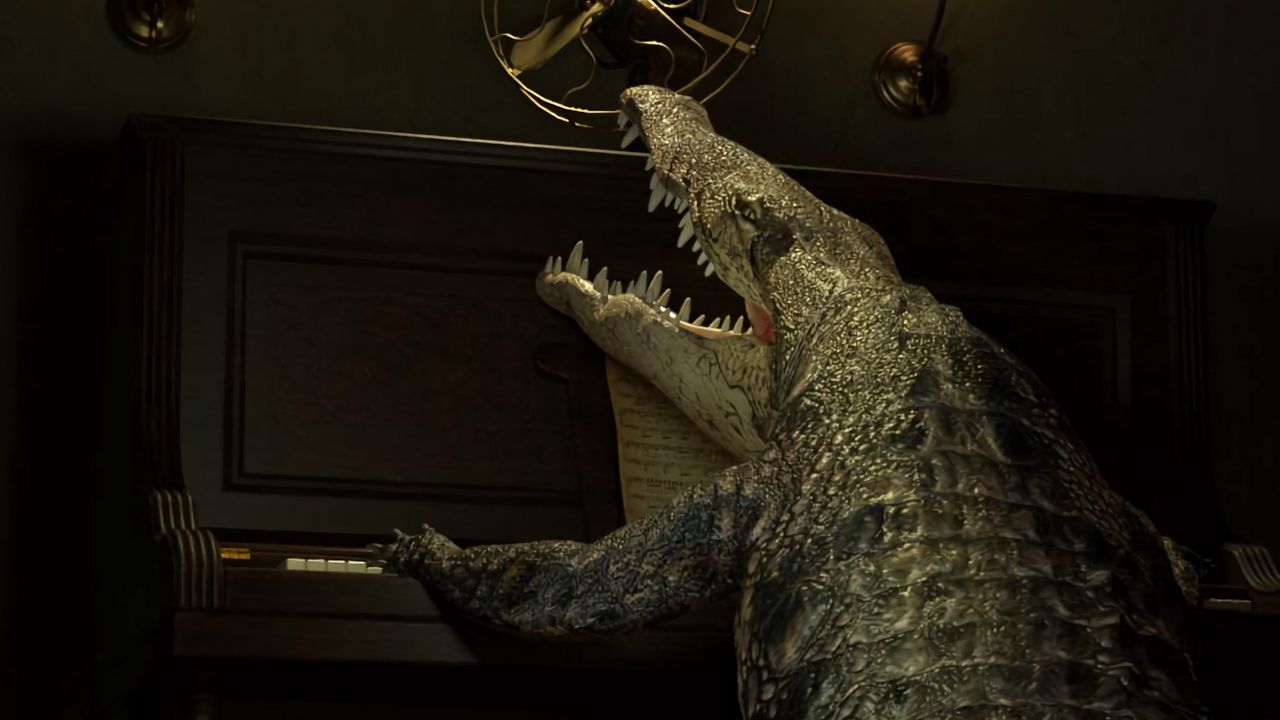 Wallpaper crocodile, jaws, piano, art