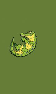 Preview wallpaper crocodile, lizard-eyed, big-eared, alligator, green, minimalism