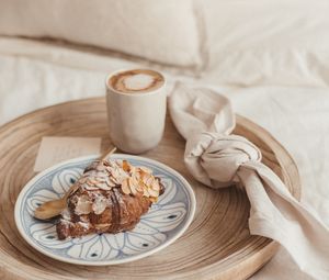 Preview wallpaper croissant, pastries, coffee, drink, dessert, breakfast