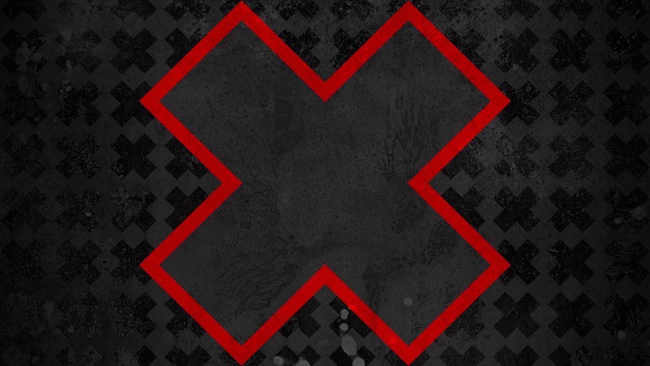 Wallpaper cross, black, red, abstraction