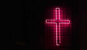 Preview wallpaper cross, neon, lights, mesh