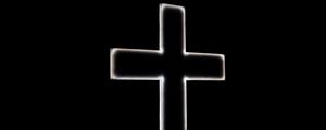 Preview wallpaper cross, religion, god, neon, black and white, black
