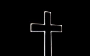Preview wallpaper cross, religion, god, neon, black and white, black
