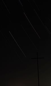 Preview wallpaper cross, sky, night, stars, long exposure, dark