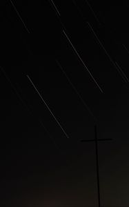 Preview wallpaper cross, sky, night, stars, long exposure, dark