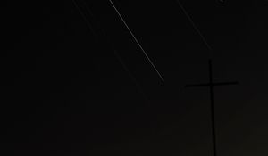 Preview wallpaper cross, sky, night, stars, long exposure, dark