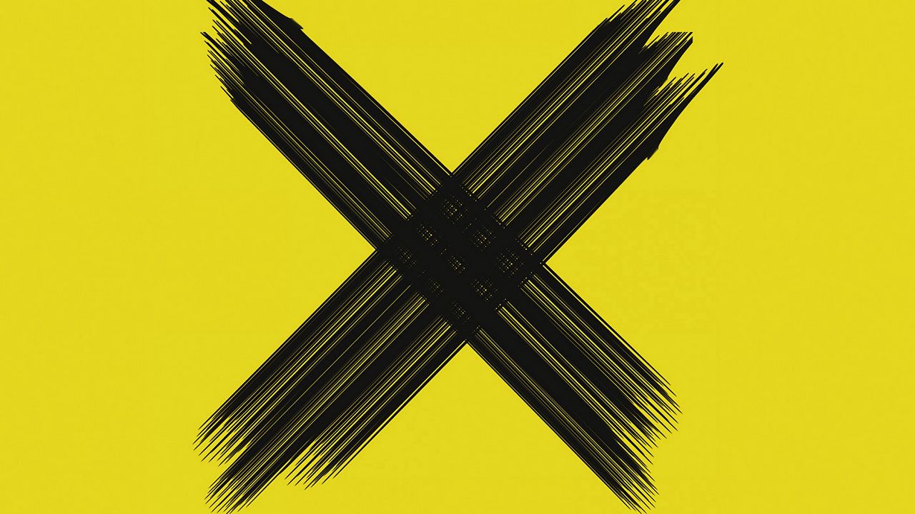 Wallpaper cross, symbol, brushstrokes, intersection, black, yellow, minimalism