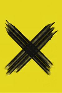 Preview wallpaper cross, symbol, brushstrokes, intersection, black, yellow, minimalism