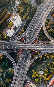 Preview wallpaper crossroads, roads, top view, traffic, bridges, shanghai, china