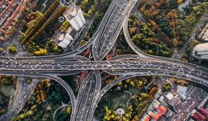 Preview wallpaper crossroads, roads, top view, traffic, bridges, shanghai, china