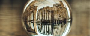 Preview wallpaper crystal ball, ball, buildings, water, reflection