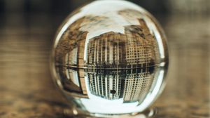 Preview wallpaper crystal ball, ball, buildings, water, reflection