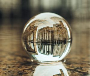 Preview wallpaper crystal ball, ball, buildings, water, reflection