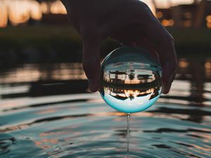 Preview wallpaper crystal ball, ball, hand, water