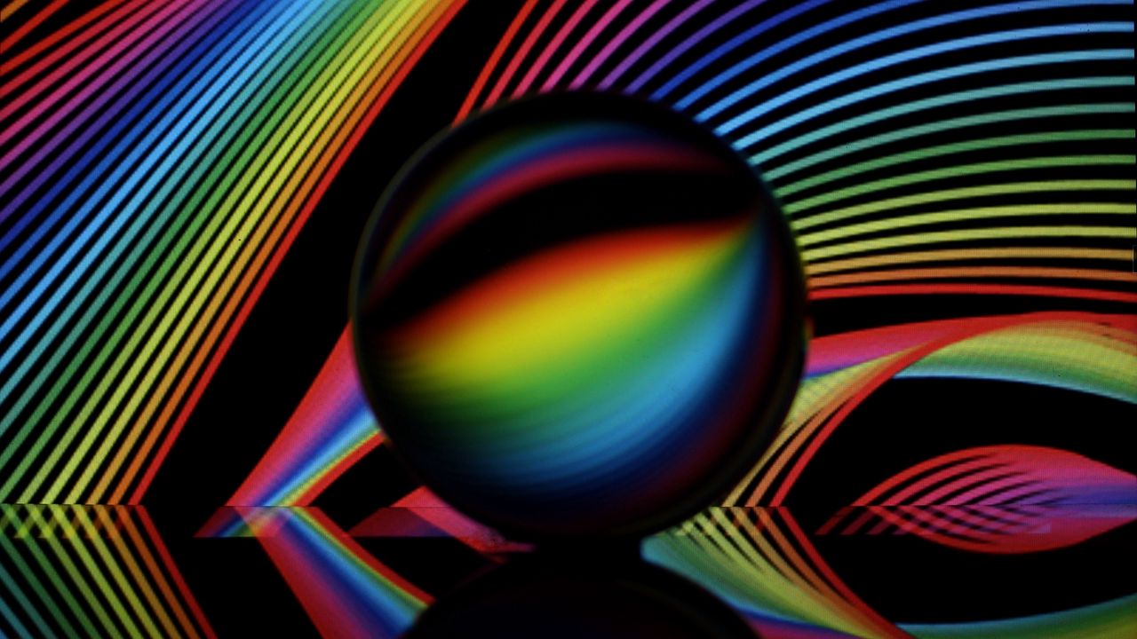 Wallpaper crystal ball, ball, neon, lines, colorful