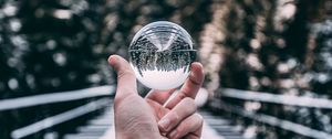 Preview wallpaper crystal ball, ball, sphere, hand, reflection