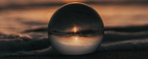 Preview wallpaper crystal ball, ball, sunset, beach, sea