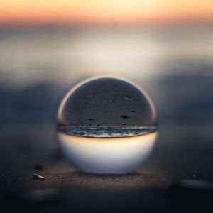 Preview wallpaper crystal ball, beach, reflection, illusion