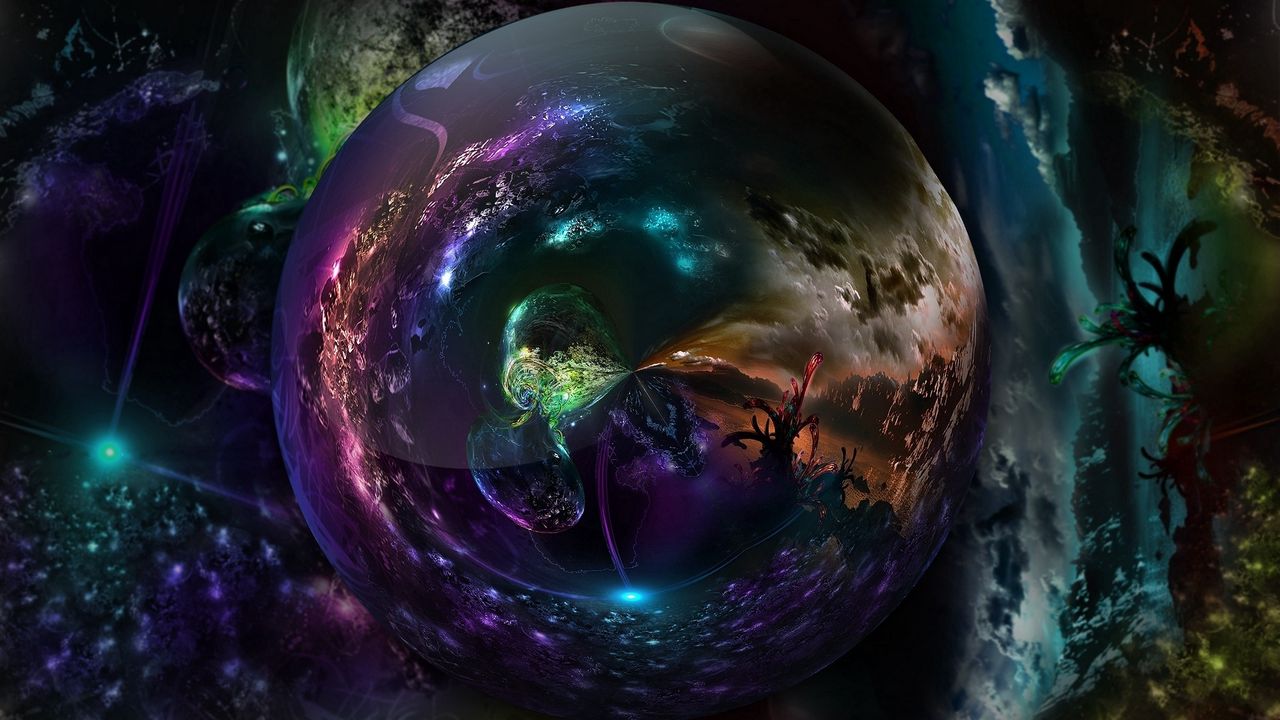 Wallpaper crystal ball, colorful, reflection, fate