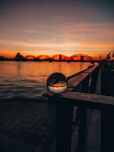 Preview wallpaper crystal ball, sphere, reflection, sunset, twilight