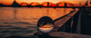 Preview wallpaper crystal ball, sphere, reflection, sunset, twilight