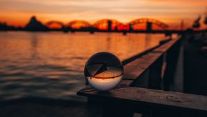 Preview wallpaper crystal ball, sphere, reflection, sunset, twilight