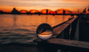 Preview wallpaper crystal ball, sphere, reflection, sunset, twilight