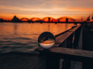 Preview wallpaper crystal ball, sphere, reflection, sunset, twilight