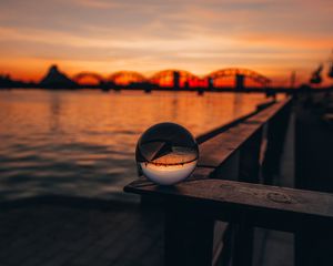 Preview wallpaper crystal ball, sphere, reflection, sunset, twilight