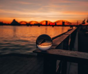 Preview wallpaper crystal ball, sphere, reflection, sunset, twilight