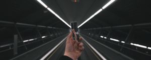 Preview wallpaper crystal, hand, tunnel, focus