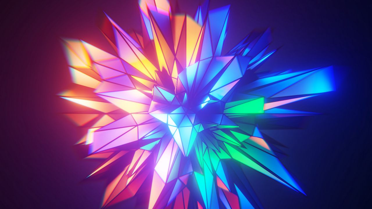 Wallpaper crystal, multicolored, faces, geometry