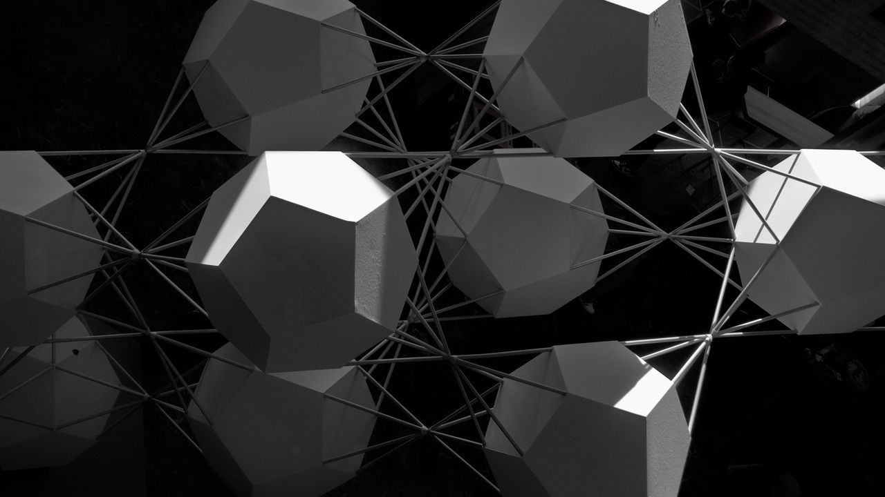 Wallpaper crystal, structure, black and white, shapes, abstraction