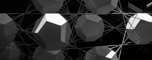 Preview wallpaper crystal, structure, black and white, shapes, abstraction