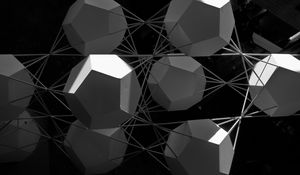 Preview wallpaper crystal, structure, black and white, shapes, abstraction