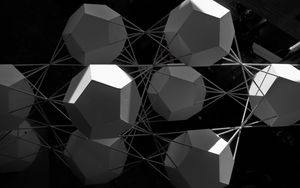 Preview wallpaper crystal, structure, black and white, shapes, abstraction